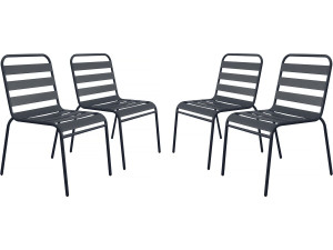 Set van 4 stapelbare metalen tuinstoelen "Bilbao" - Grijs