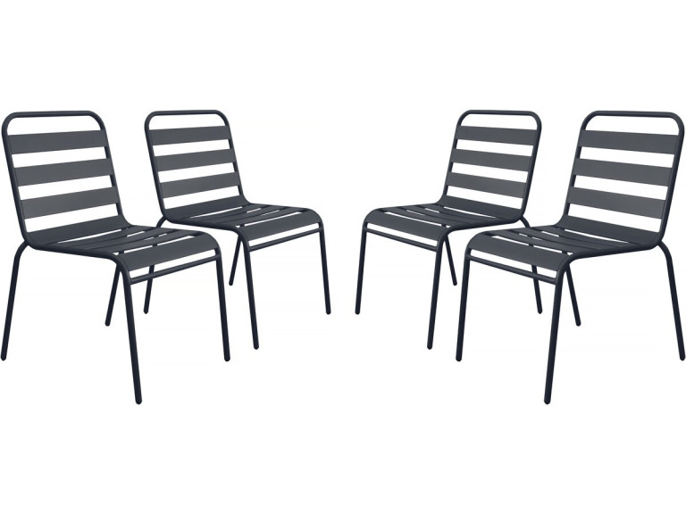 Set van 4 stapelbare metalen tuinstoelen "Bilbao" - Grijs