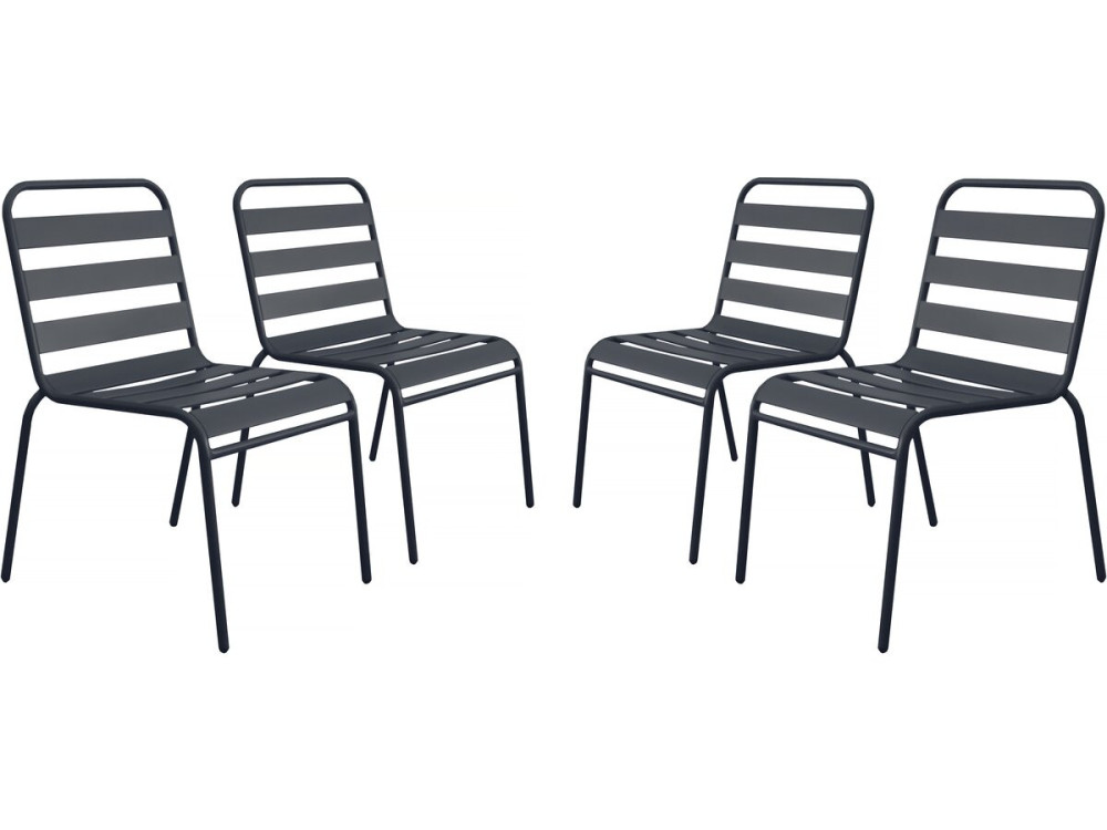 Set van 4 stapelbare metalen tuinstoelen "Bilbao" - Grijs