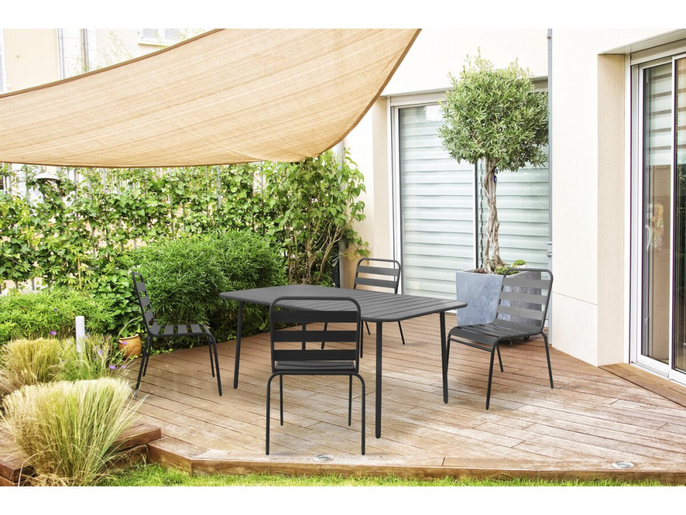 Set van 4 stapelbare metalen tuinstoelen "Bilbao" - Grijs
