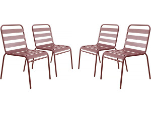 Set van 4 stapelbare metalen tuinstoelen "Bilbao" - Terracotta