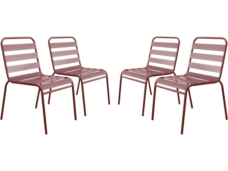 Set van 4 stapelbare metalen tuinstoelen "Bilbao" - Terracotta