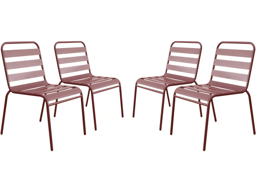 Set van 4 stapelbare metalen tuinstoelen "Bilbao" - Terracotta