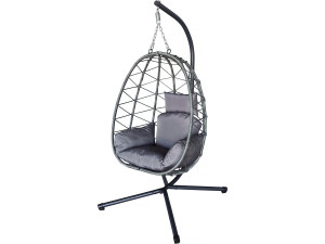 Cosi" rotan egg chair - 99 x 92 x 194 cm - Grijs