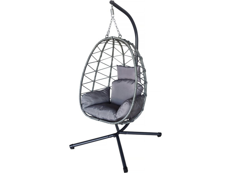 Cosi" rotan egg chair - 99 x 92 x 194 cm - Grijs