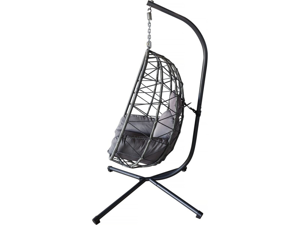 Cosi" rotan egg chair - 99 x 92 x 194 cm - Grijs