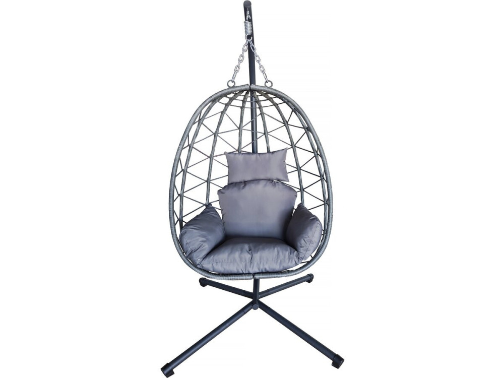 Cosi" rotan egg chair - 99 x 92 x 194 cm - Grijs