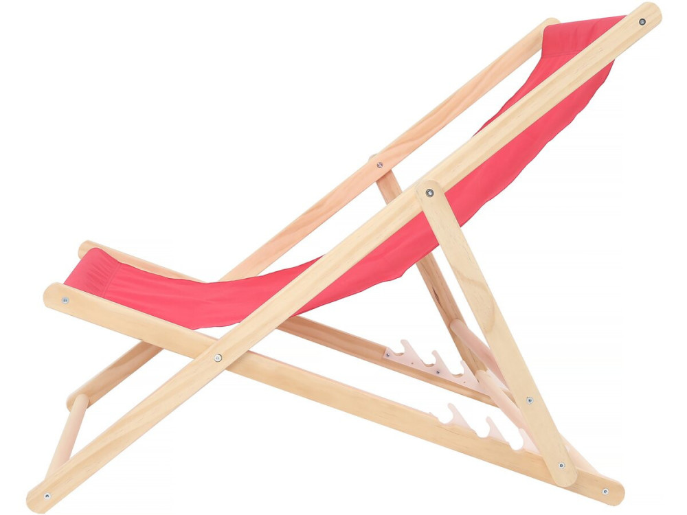 Set van 2 houten ligstoelen "Chilienne" - 107 x 56,5 x 81 cm - Rood