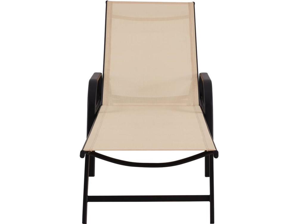 Ligbed set 2 ligstoelen metaal "Farniente" - Beige - lichtbruin