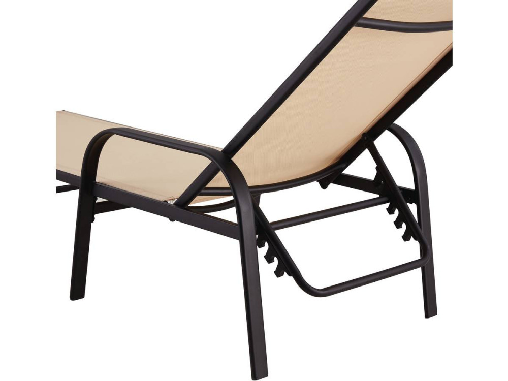 Ligbed set 2 ligstoelen metaal "Farniente" - Beige - lichtbruin