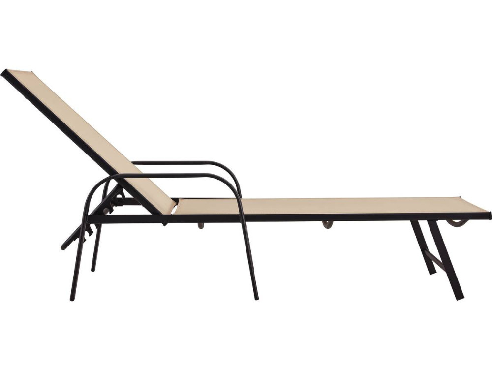 Ligbed set 2 ligstoelen metaal "Farniente" - Beige - lichtbruin