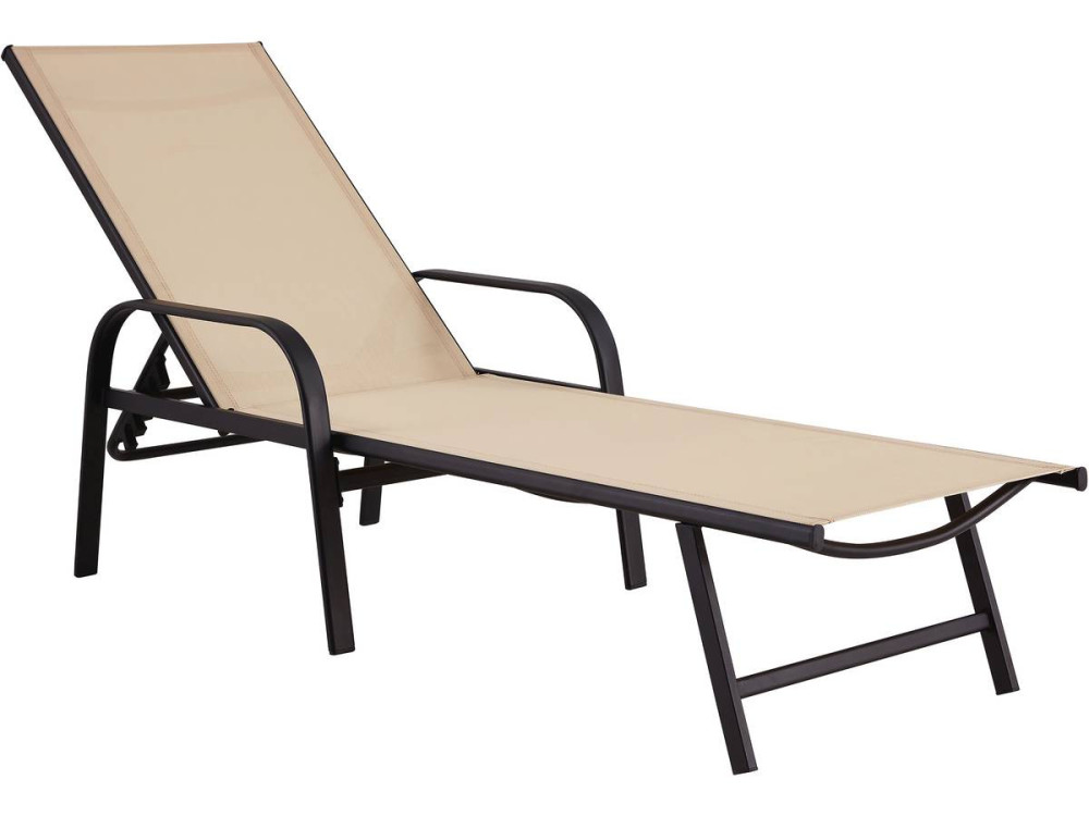 Ligbed set 2 ligstoelen metaal "Farniente" - Beige - lichtbruin