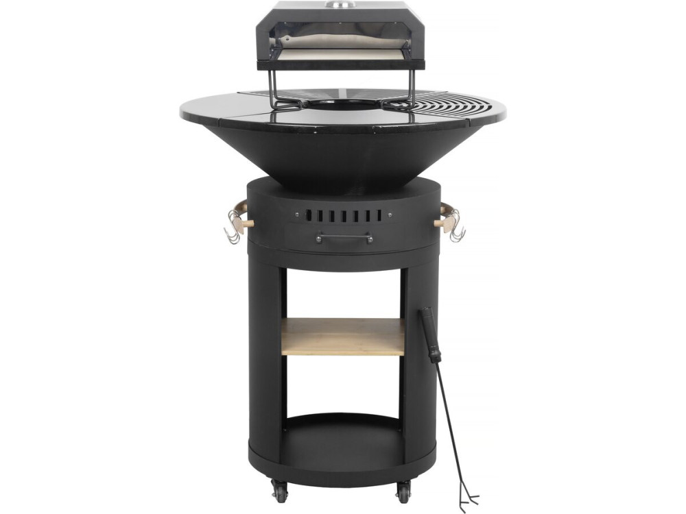 Barbecue plancha vuurschaal met "César premium" pizzaoven - Ø 81 cm - Zwart