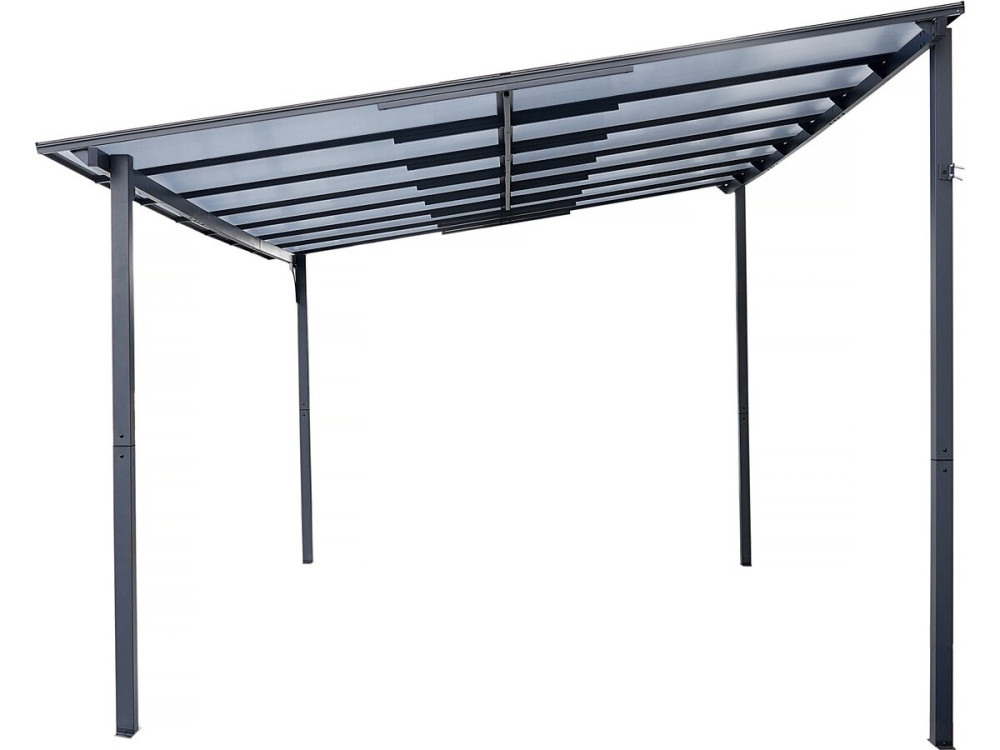Aanbouwpergola "Marvin" - 4 x 3 m - 423 x 298 x 243 cm - Donkergrijs