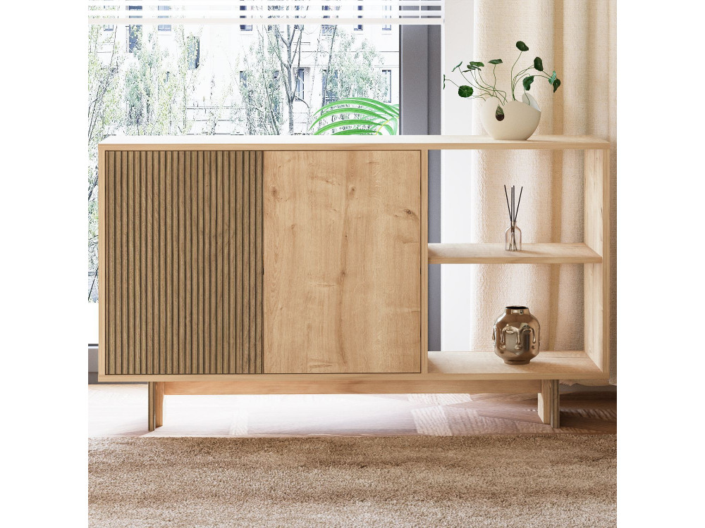 Houten buffetkast "Ravello" - 140 x 35 x 80 cm - Beige