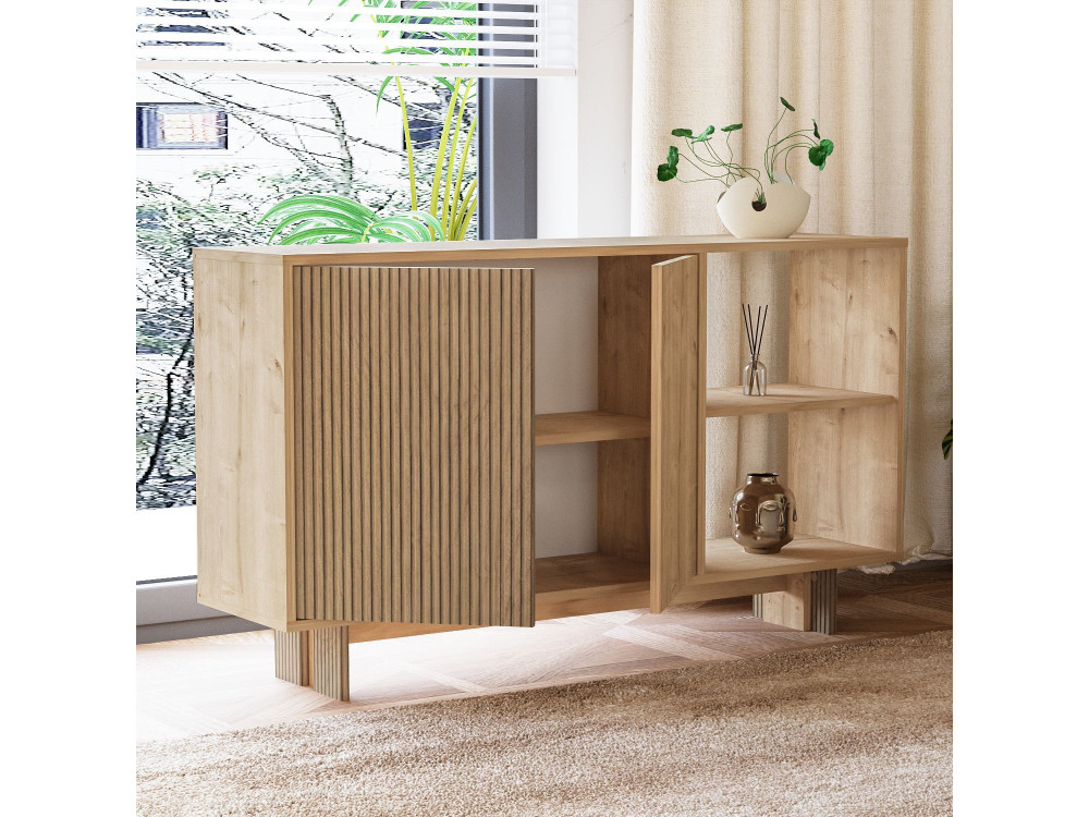 Houten buffetkast "Ravello" - 140 x 35 x 80 cm - Beige