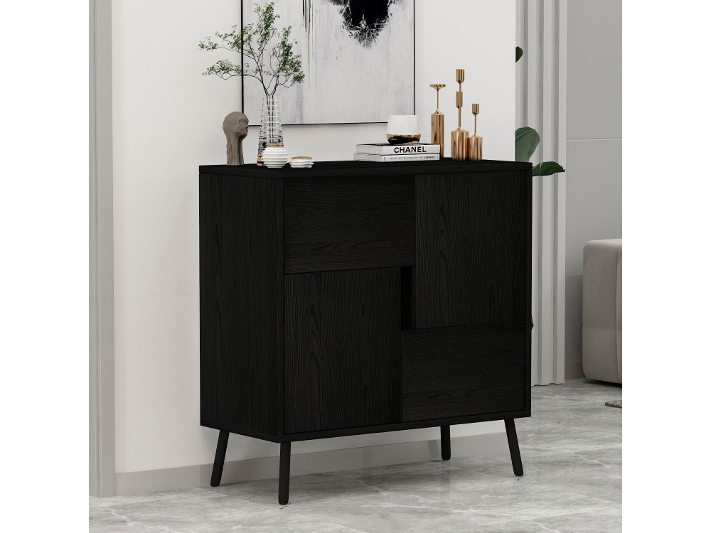 Houten multifunctionele kast "Darien" - 76,5 x 35 x 79,5 cm - Zwart hout