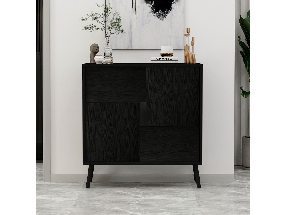 Houten multifunctionele kast "Darien" - 76,5 x 35 x 79,5 cm - Zwart hout