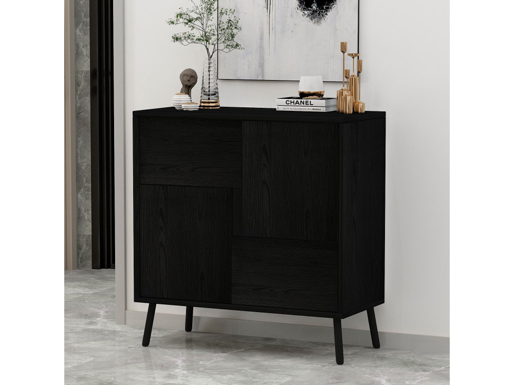 Houten multifunctionele kast "Darien" - 76,5 x 35 x 79,5 cm - Zwart hout