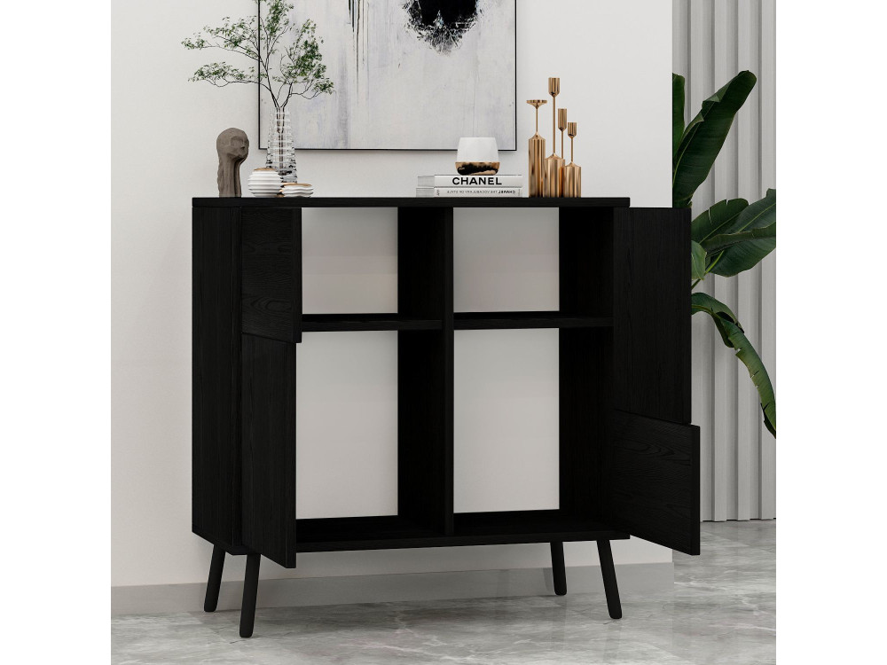 Houten multifunctionele kast "Darien" - 76,5 x 35 x 79,5 cm - Zwart hout