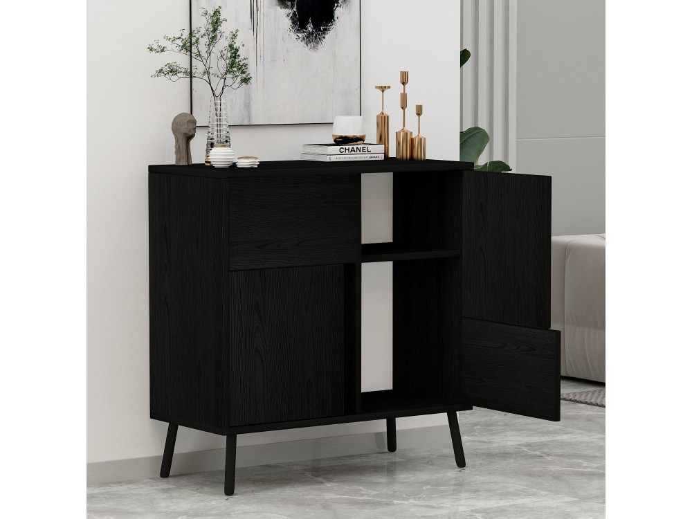 Houten multifunctionele kast "Darien" - 76,5 x 35 x 79,5 cm - Zwart hout