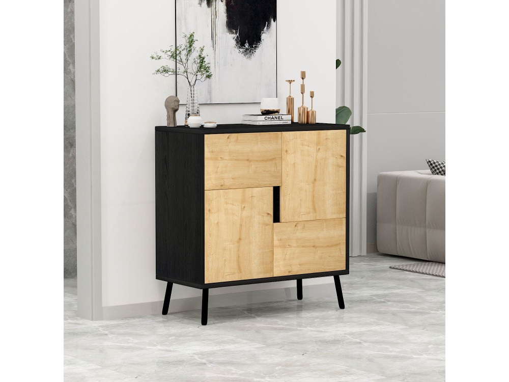 Houten multifunctionele kast "Darien" - 76,5 x 35 x 79,5 cm - Zwart hout