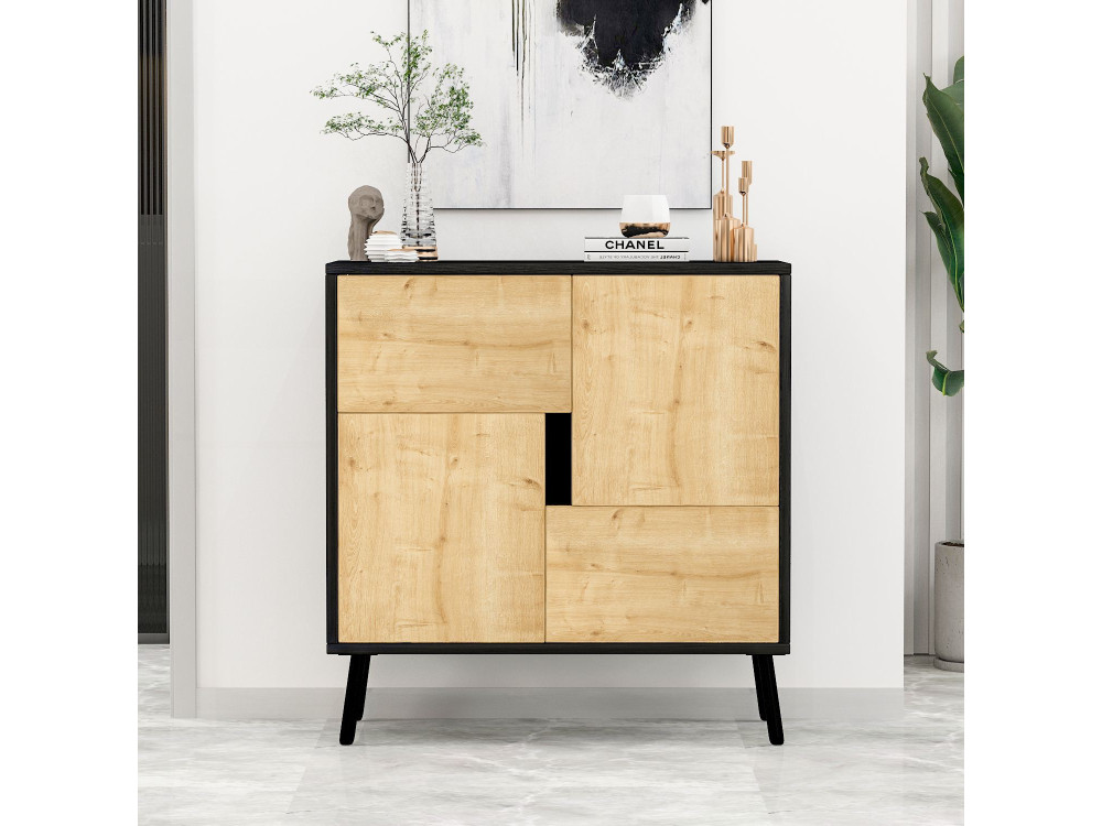 Houten multifunctionele kast "Darien" - 76,5 x 35 x 79,5 cm - Zwart hout