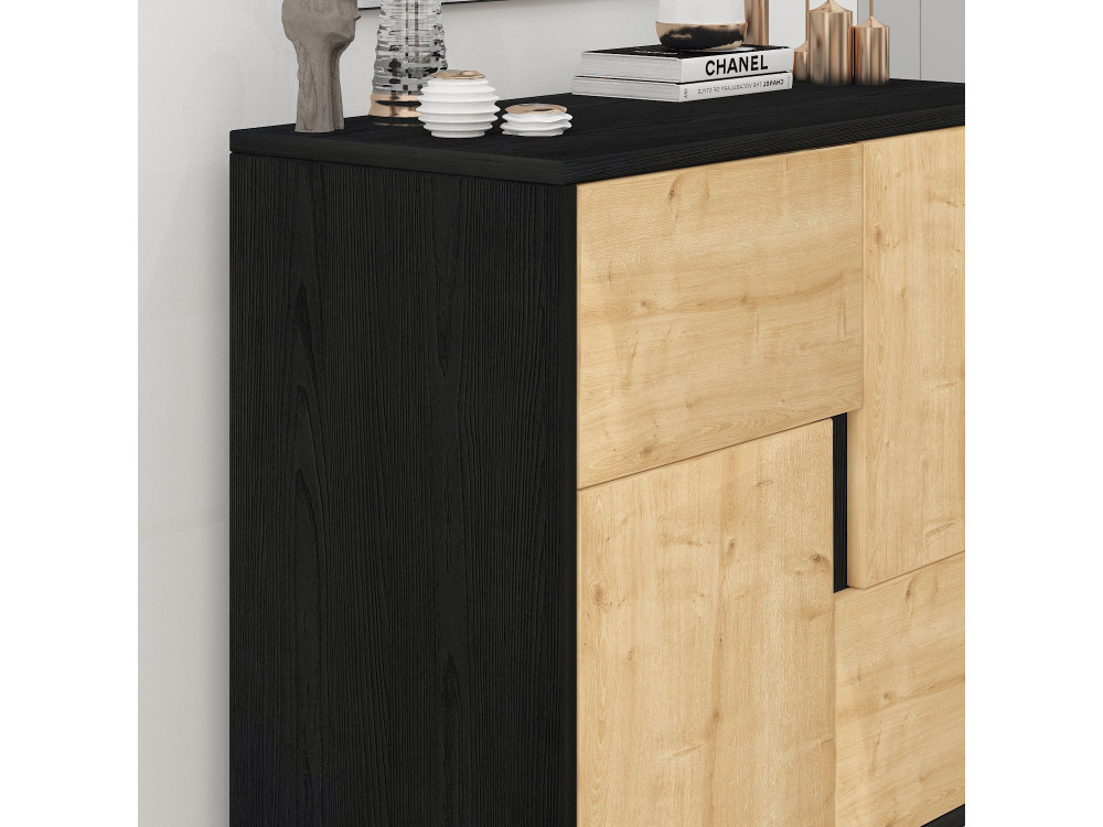 Houten multifunctionele kast "Darien" - 76,5 x 35 x 79,5 cm - Zwart hout