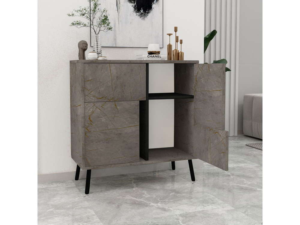 Houten multifunctionele kast "Darien" - 76,5 x 35 x 79,5 cm - Marmer