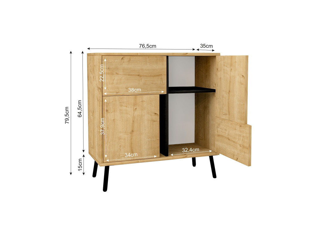 Houten dressoir "Darien" - 76 x 35 x 79 cm - Beige
