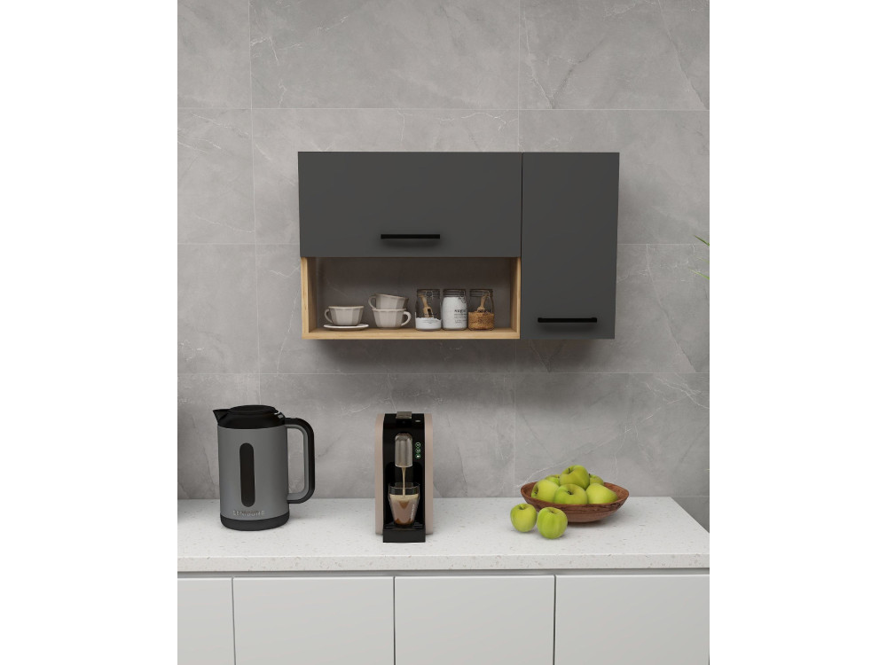 Houten dressoir "Akasya" - 90 x 24 x 52 cm - Antracietgrijs