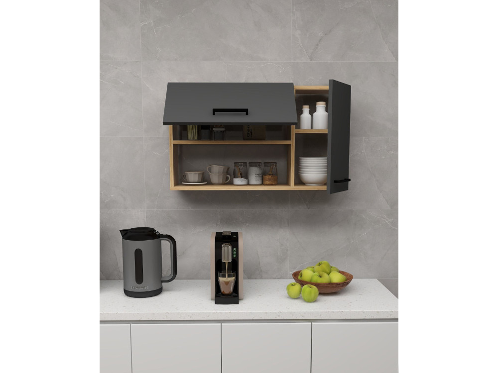 Houten dressoir "Akasya" - 90 x 24 x 52 cm - Antracietgrijs