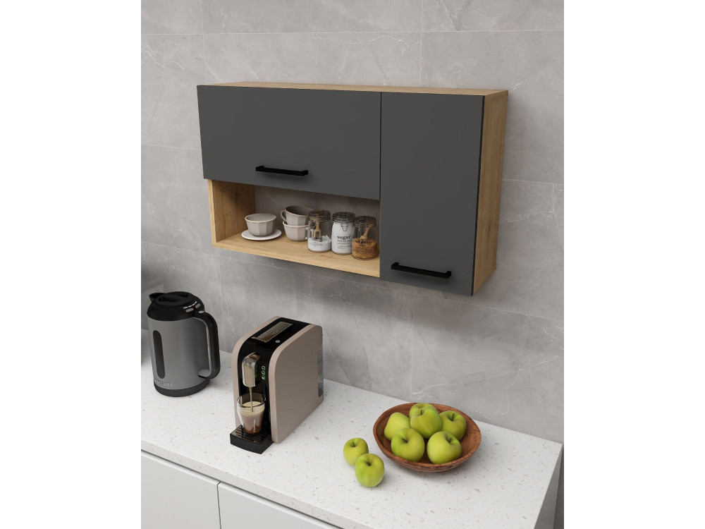 Houten dressoir "Akasya" - 90 x 24 x 52 cm - Antracietgrijs
