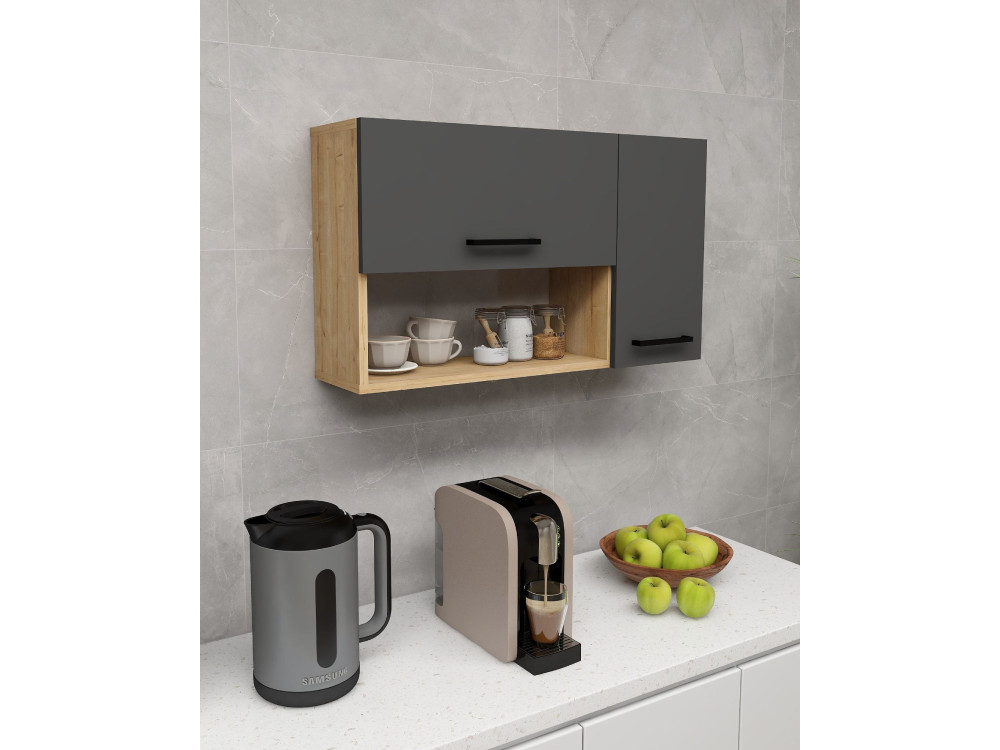 Houten dressoir "Akasya" - 90 x 24 x 52 cm - Antracietgrijs