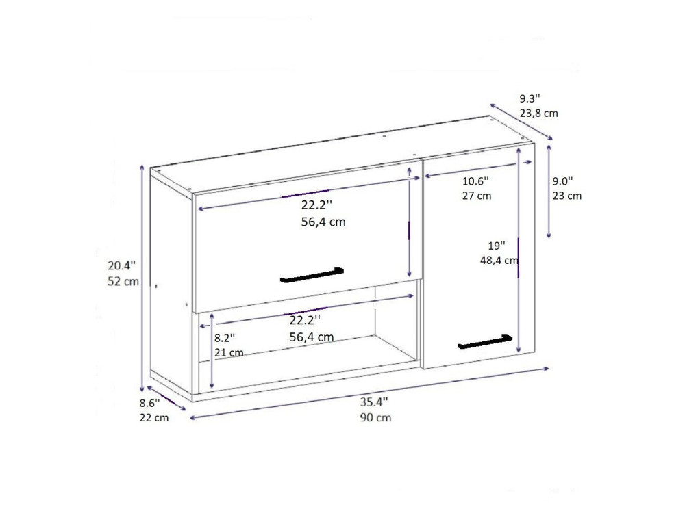 Houten dressoir "Akasya" - 90 x 24 x 52 cm - Antracietgrijs