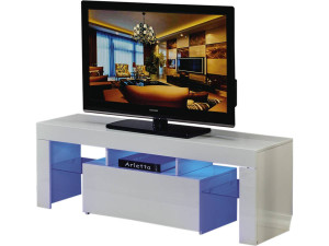 TV meubel LED "Borda" - 130 x 34 x 45 cm - Wit gelakt