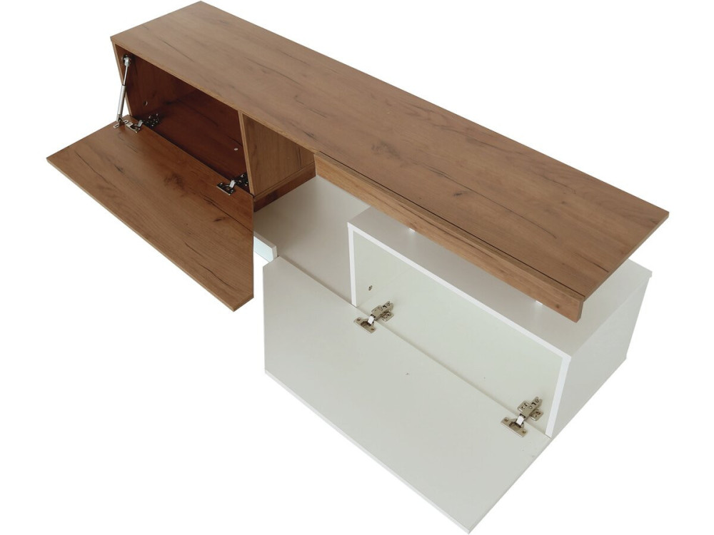 TV-meubel "Ceelias" - 160 x 35 x 46 cm - Wit/Donkerbruin