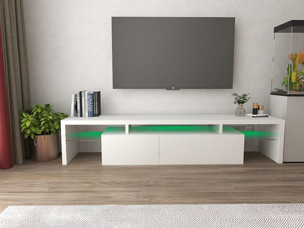 TV meubel met led gelakt "Tina" - 187,5 x 34 x 38 cm - Wit