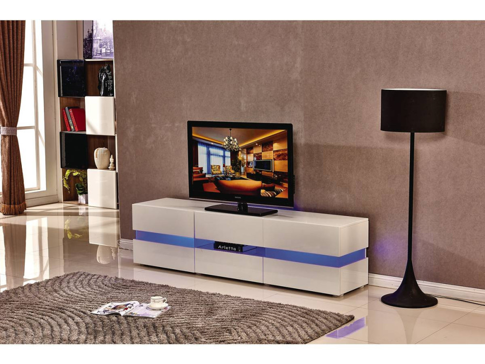 TV meubel LED "Vida' - 177 x 39 x 45 cm - Wit gelakt