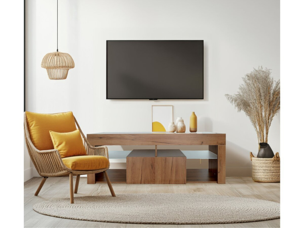TV meubel design hout "Hugo" - 140 x 40 x 50 cm - Bruin - kastanjebruin