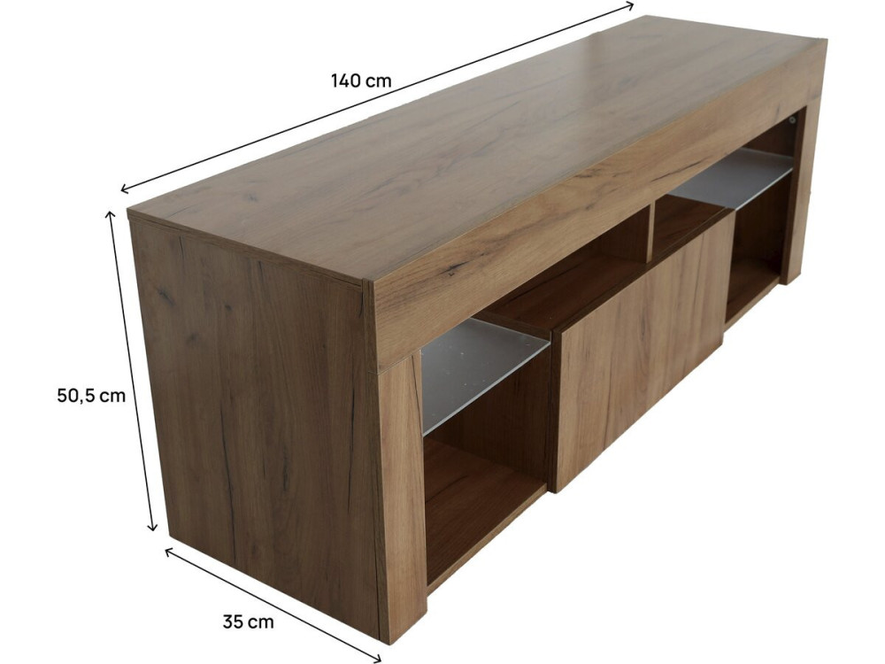 TV meubel design hout "Hugo" - 140 x 40 x 50 cm - Bruin - kastanjebruin