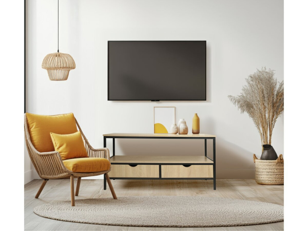 TV-meubel in industriële stijl met lade "Detroit" - 113 x 40 x 55 cm - Beige