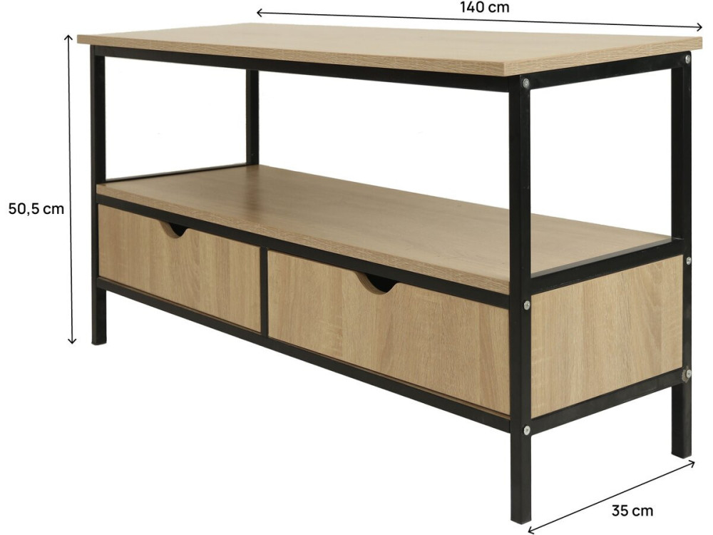 TV-meubel in industriële stijl met lade "Detroit" - 113 x 40 x 55 cm - Beige