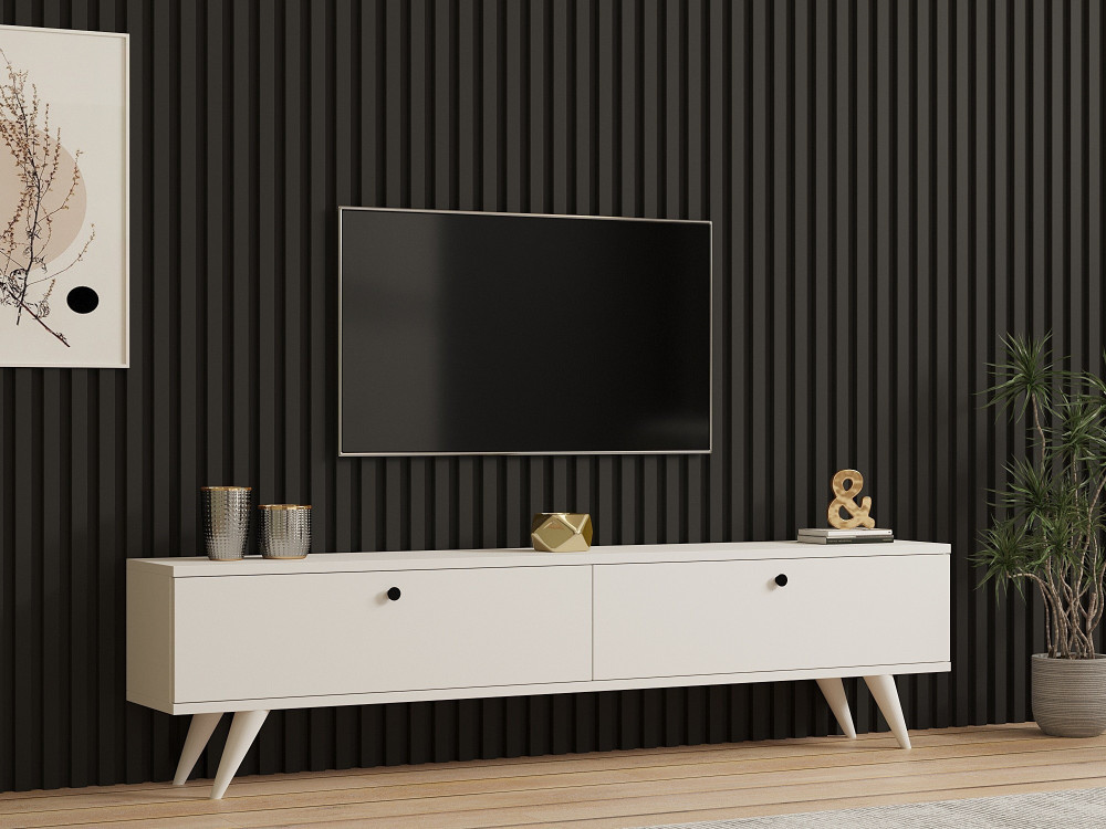 Houten TV-meubel "Paris" - 160 x 25 x 40 cm - Wit