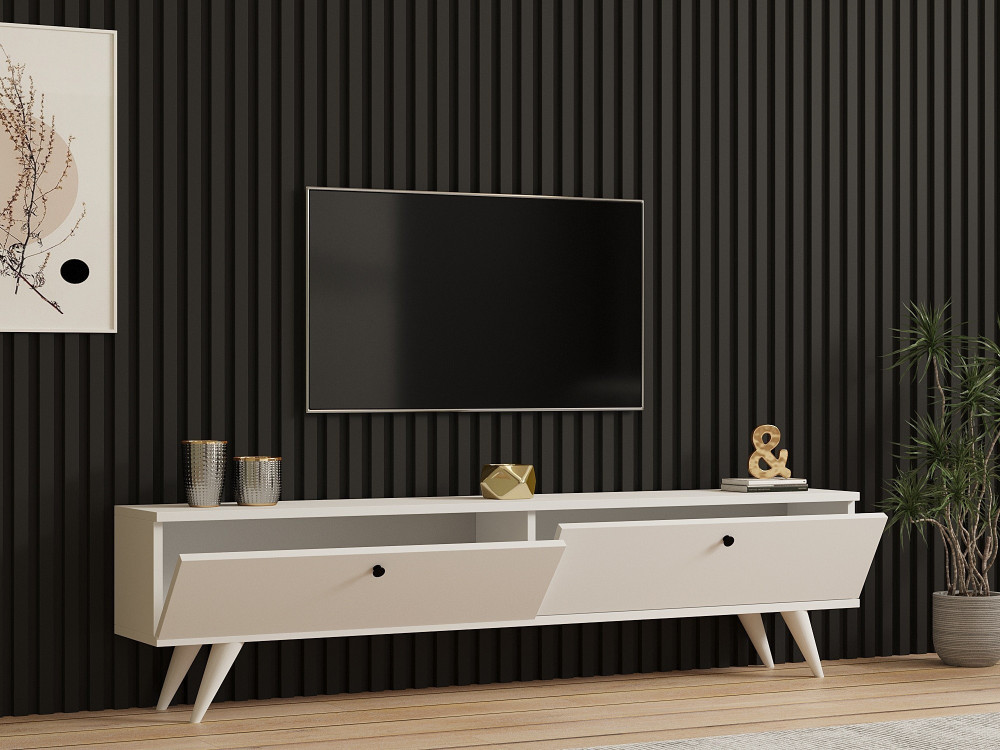 Houten TV-meubel "Paris" - 160 x 25 x 40 cm - Wit