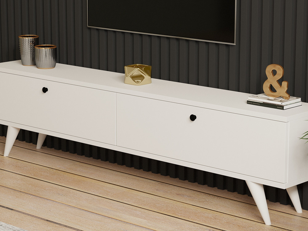 Houten TV-meubel "Paris" - 160 x 25 x 40 cm - Wit