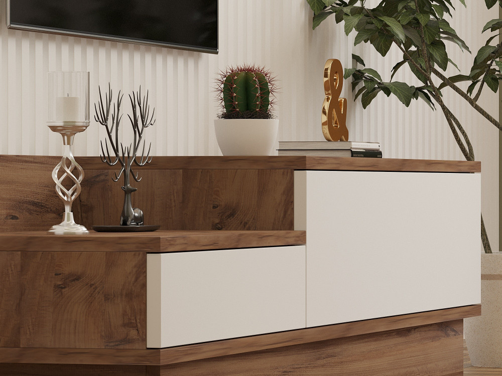 Houten TV-meubel "Barko" - 160 x 35 x 35 cm - Atlantic PineWit