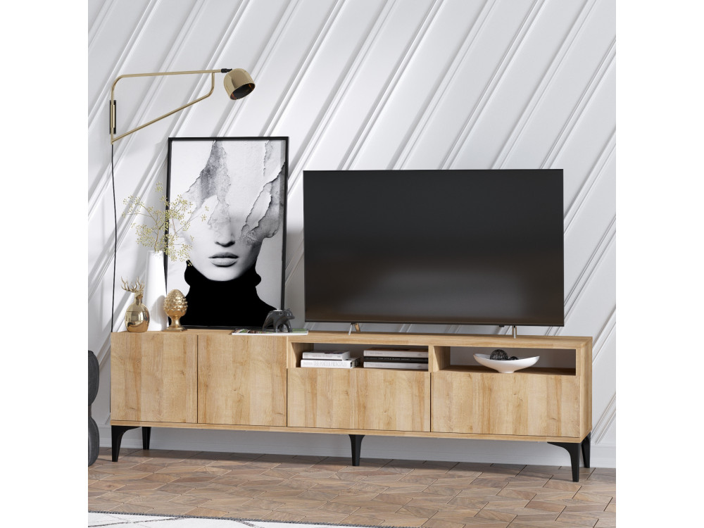 Houten TV-meubel "Ross" - 180 x 35 x 52 cm - Eik