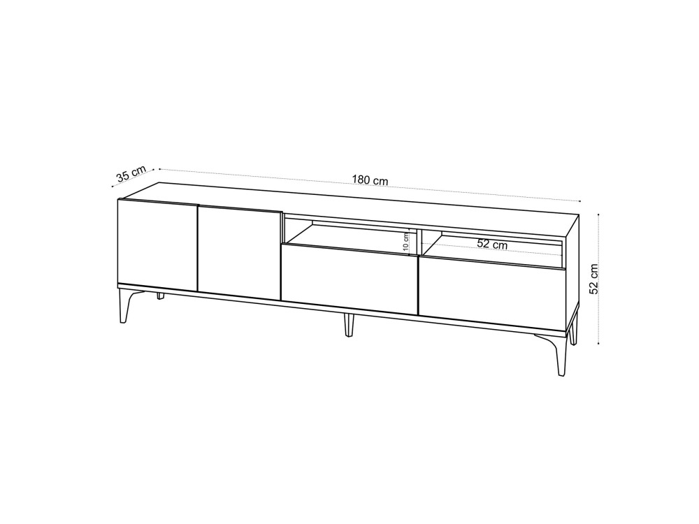 Houten TV-meubel "Ross" - 180 x 35 x 52 cm - Eik