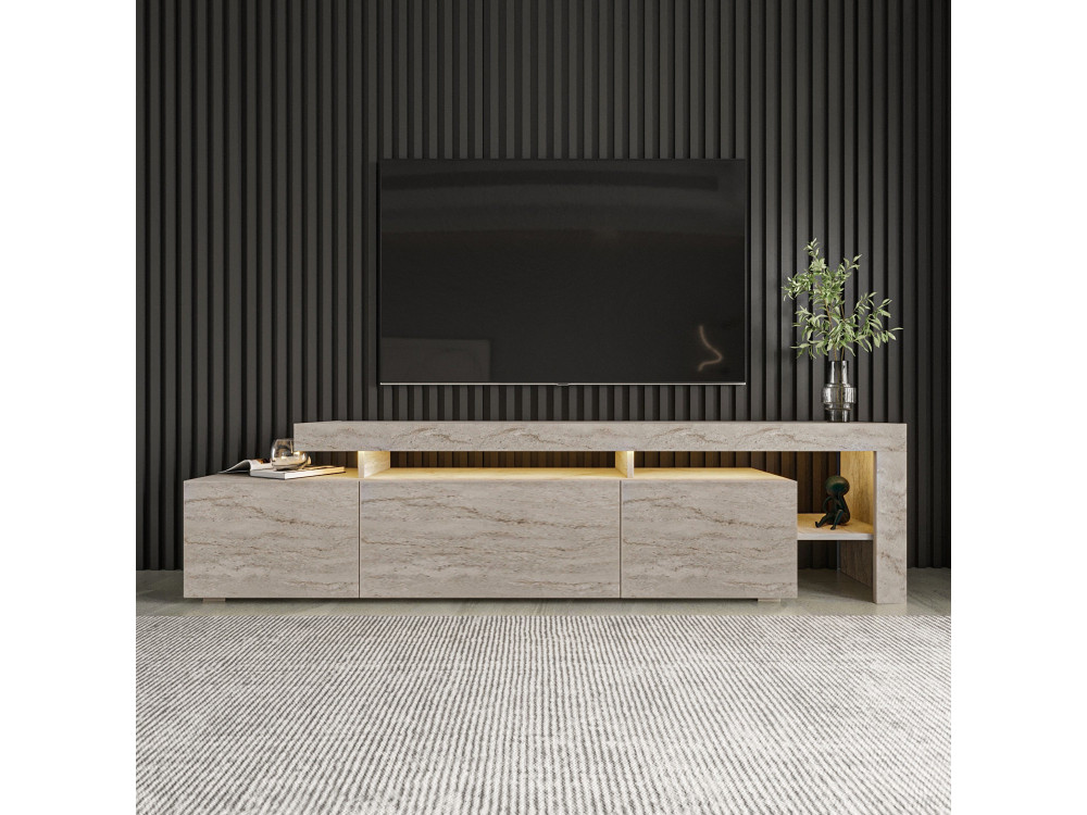 Houten TV-meubel "Beliz" - 192 x 37 x 53 cm - Travertin